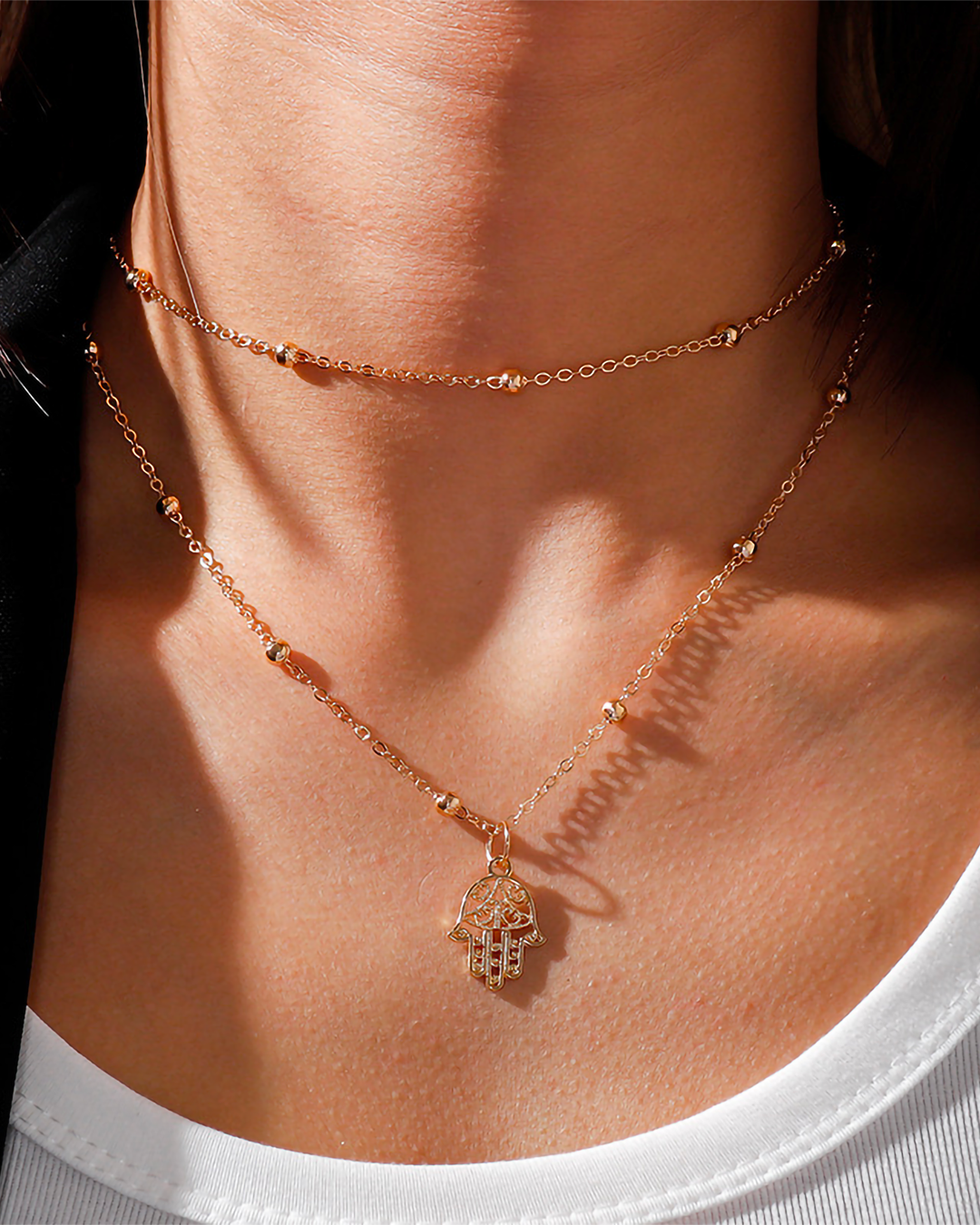 Chic Layered Gold Hamsa Necklace