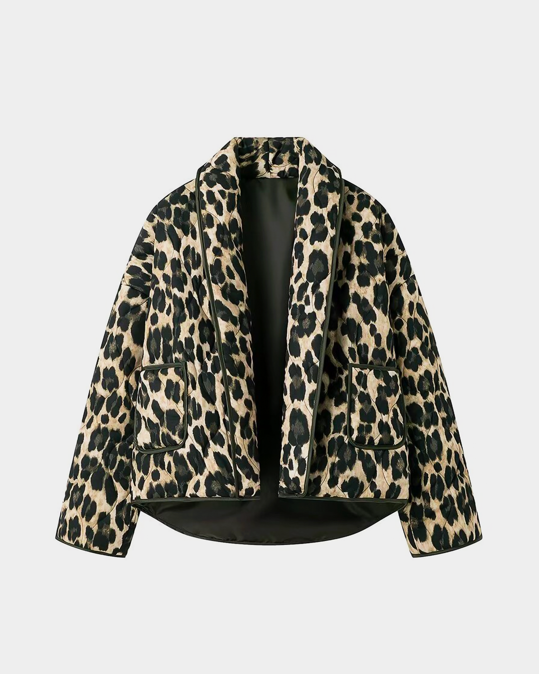 Chic Leopard Print Lapel Winter Coat