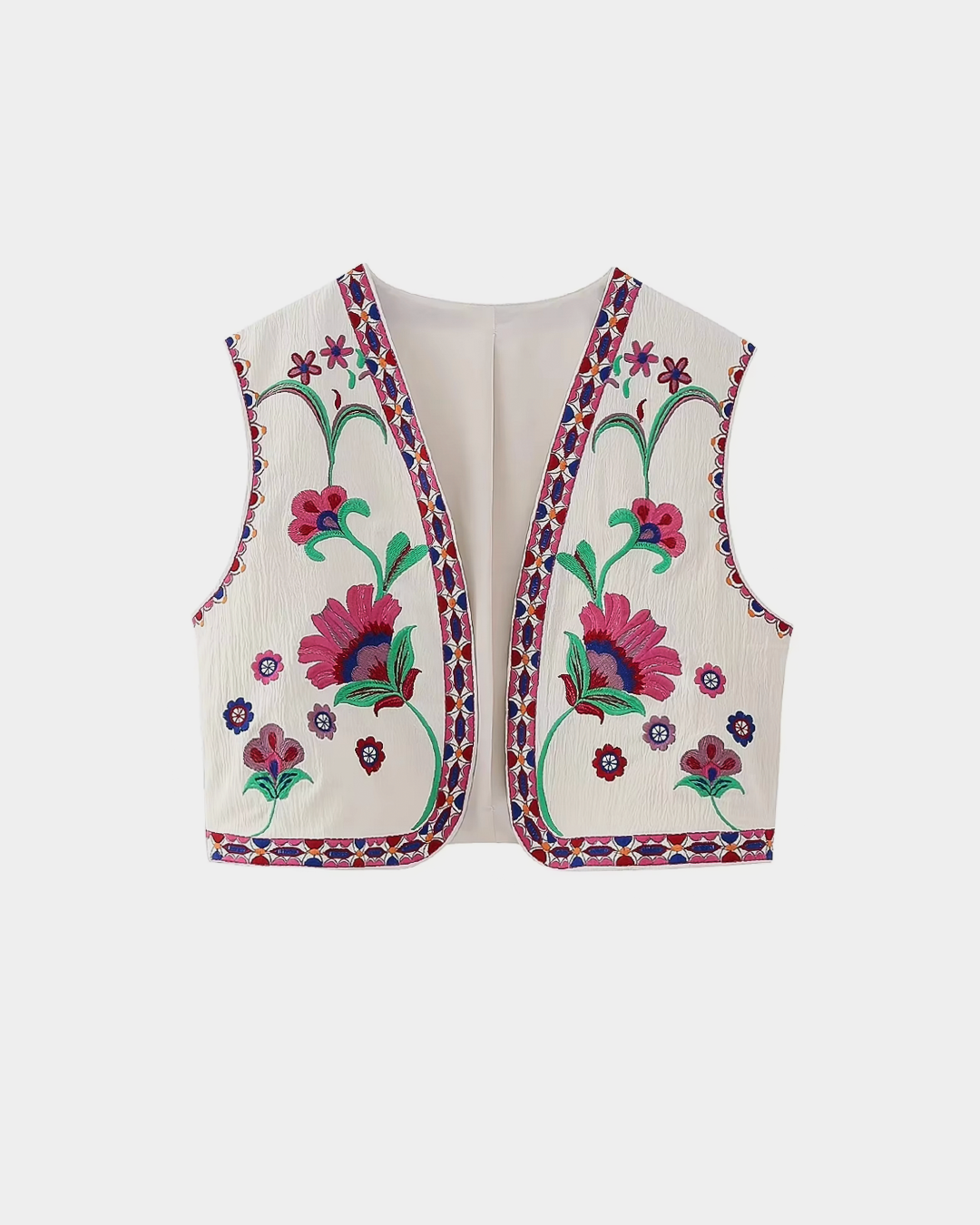 Chic Embroidered Floral Vest