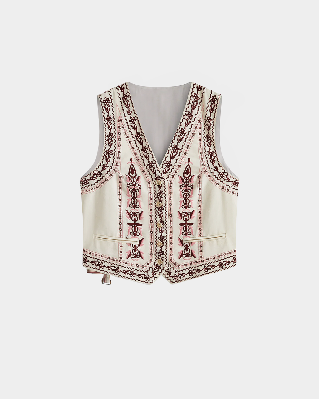 Ethnic Embroidered Belted Vest