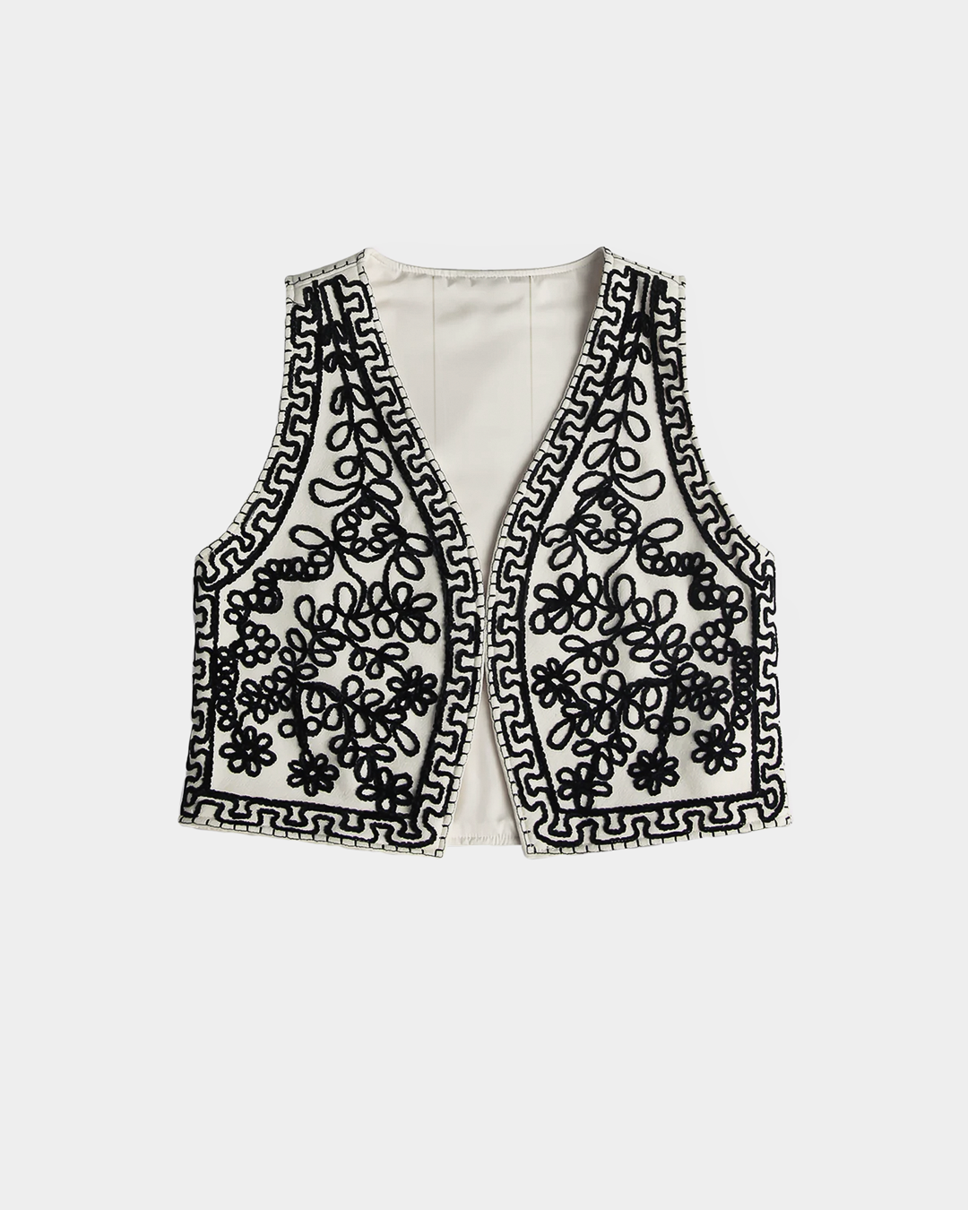 Floral Embroidered Texture Vest