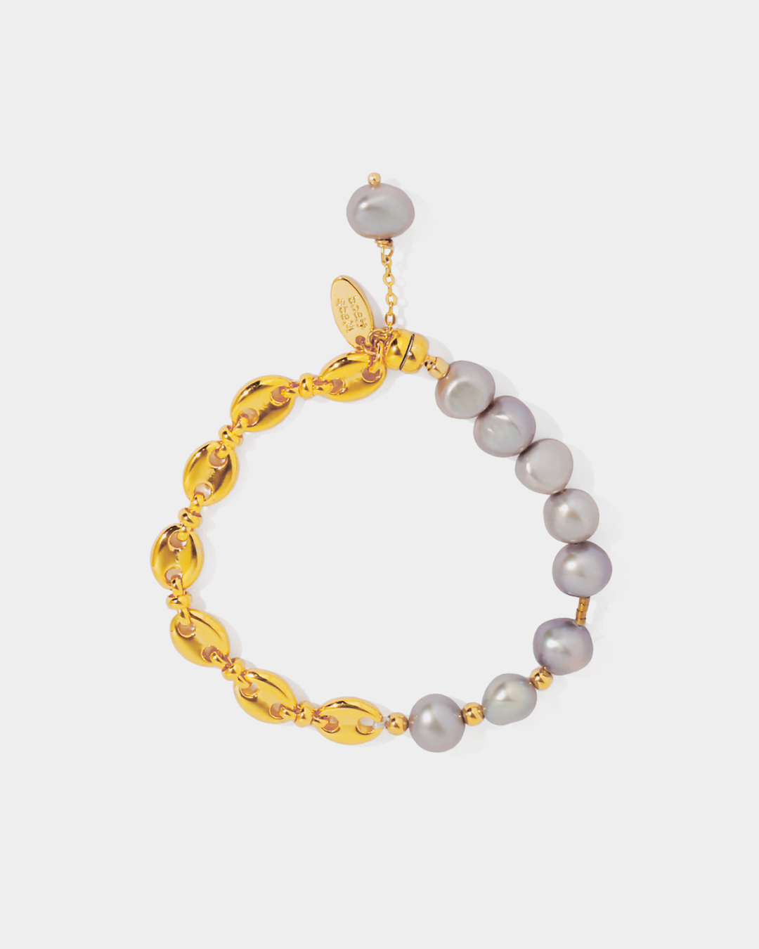 Gold Coffee Bean & Pearl Magnetic Bracelet