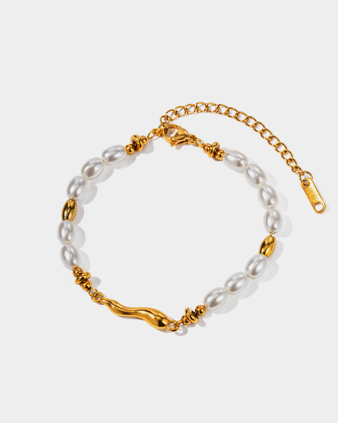 Gold Ripple Pearl Bracelet