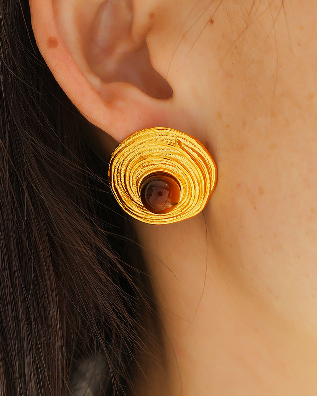 Golden Spiral Tiger's Eye Earrings