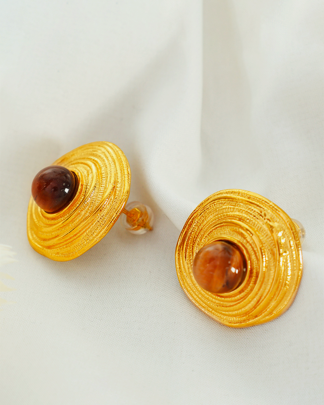 Golden Spiral Tiger's Eye Earrings