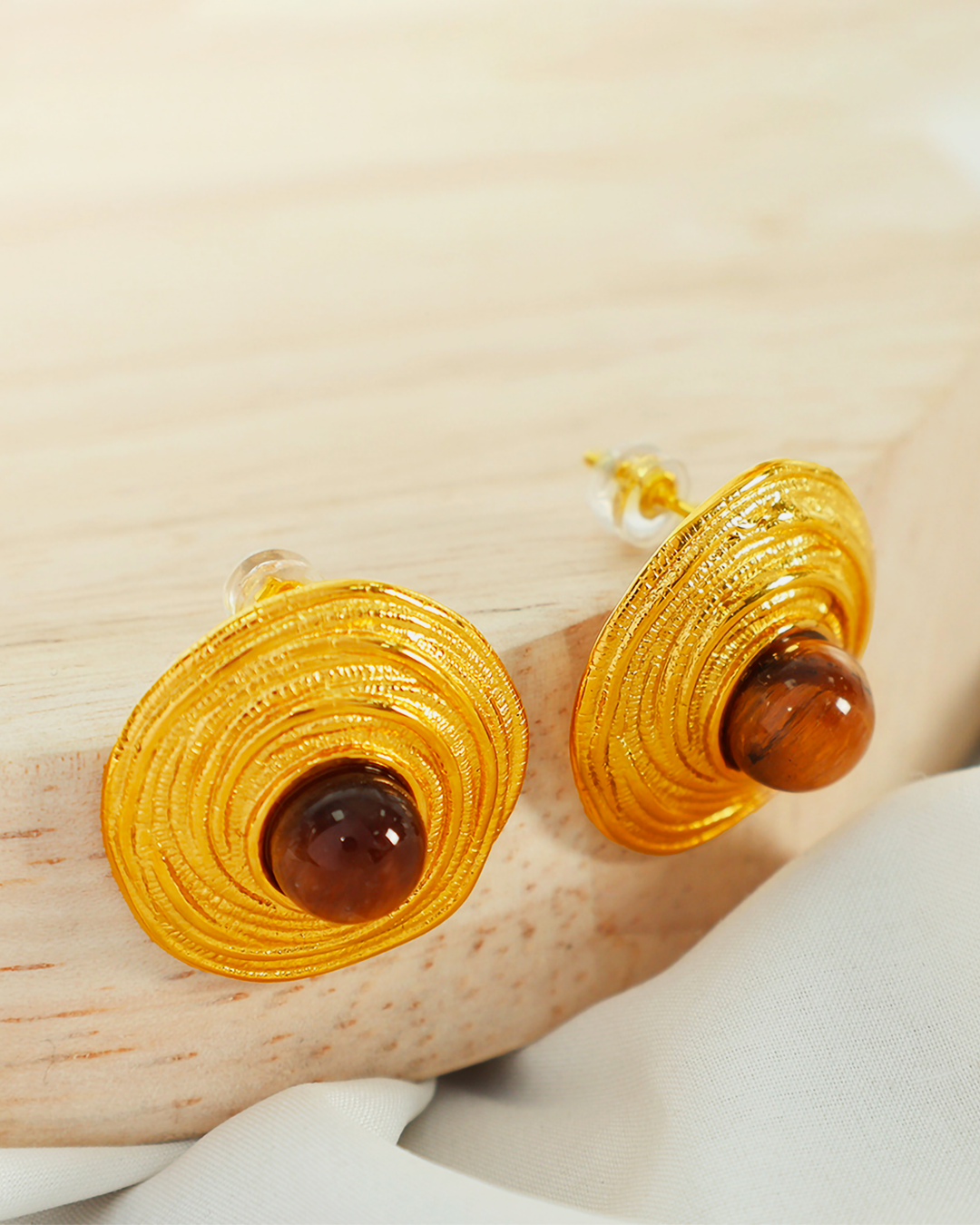 Golden Spiral Tiger's Eye Earrings