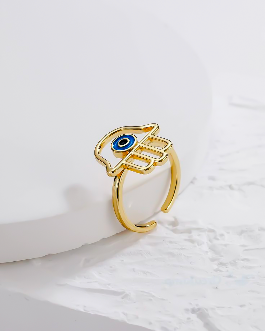 Gold Hamsa Hand Eye Ring