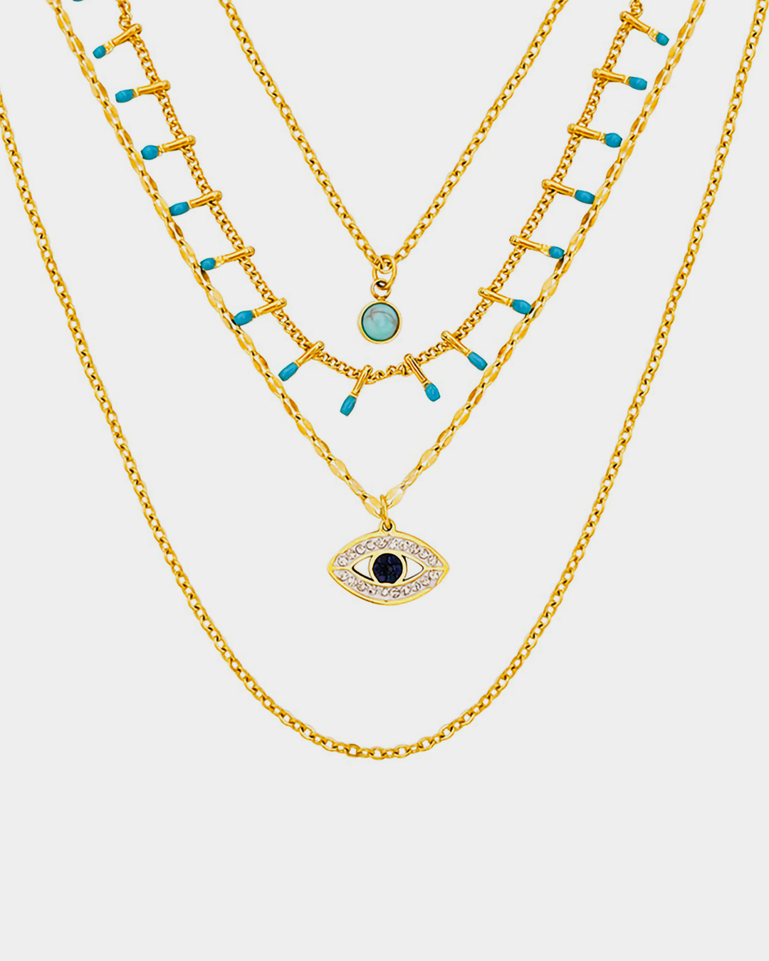 Multi-Layered Evil Eye Pendant Necklace