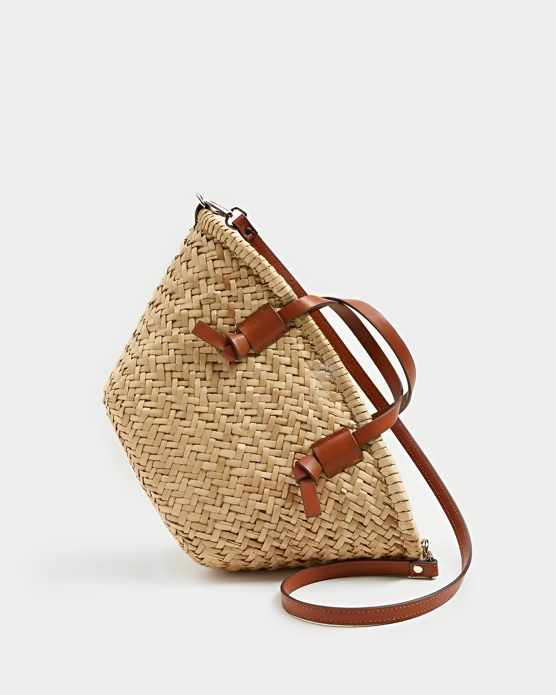 Woven Straw Tote Bag with Closure