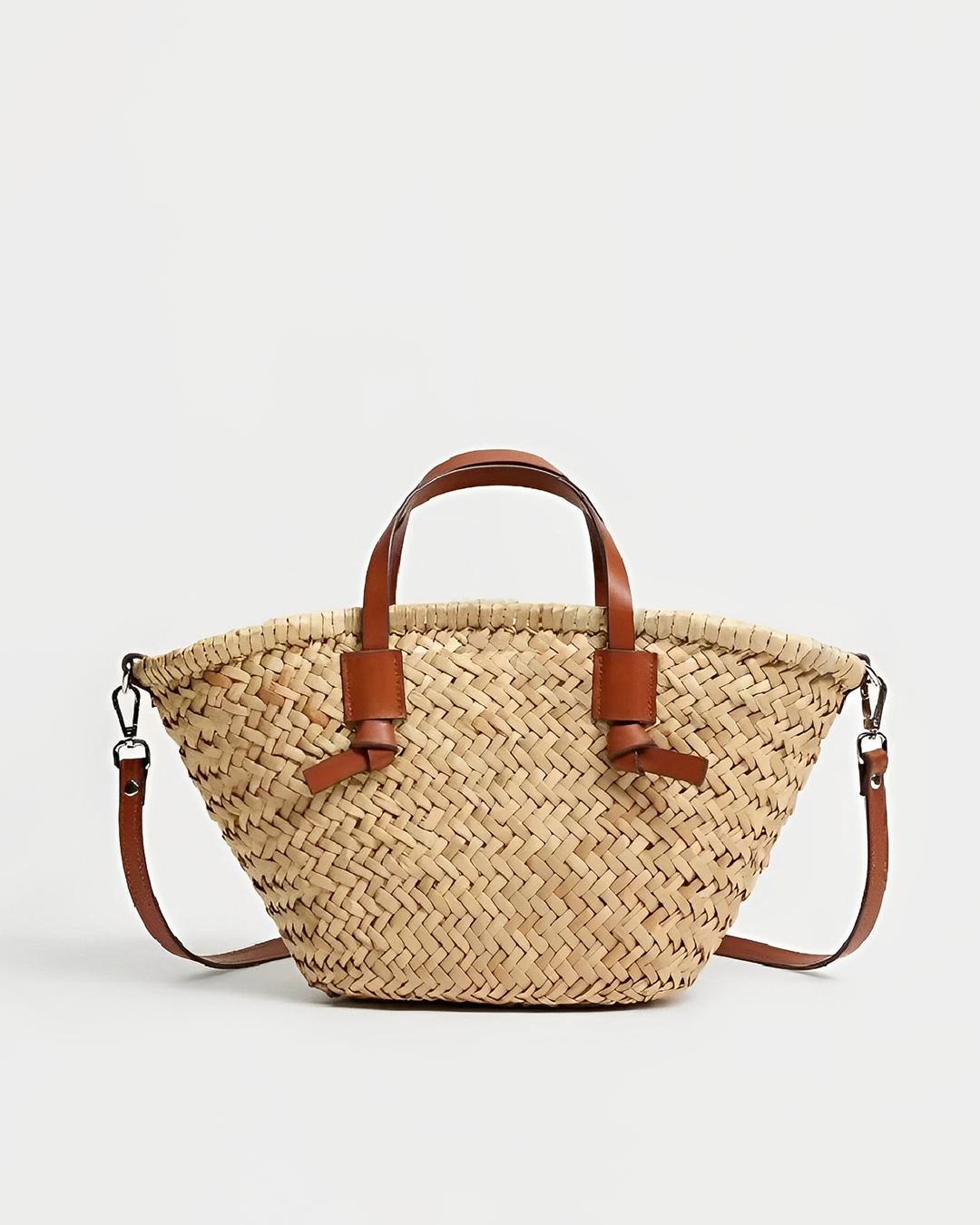 Woven Straw Tote Bag with Closure