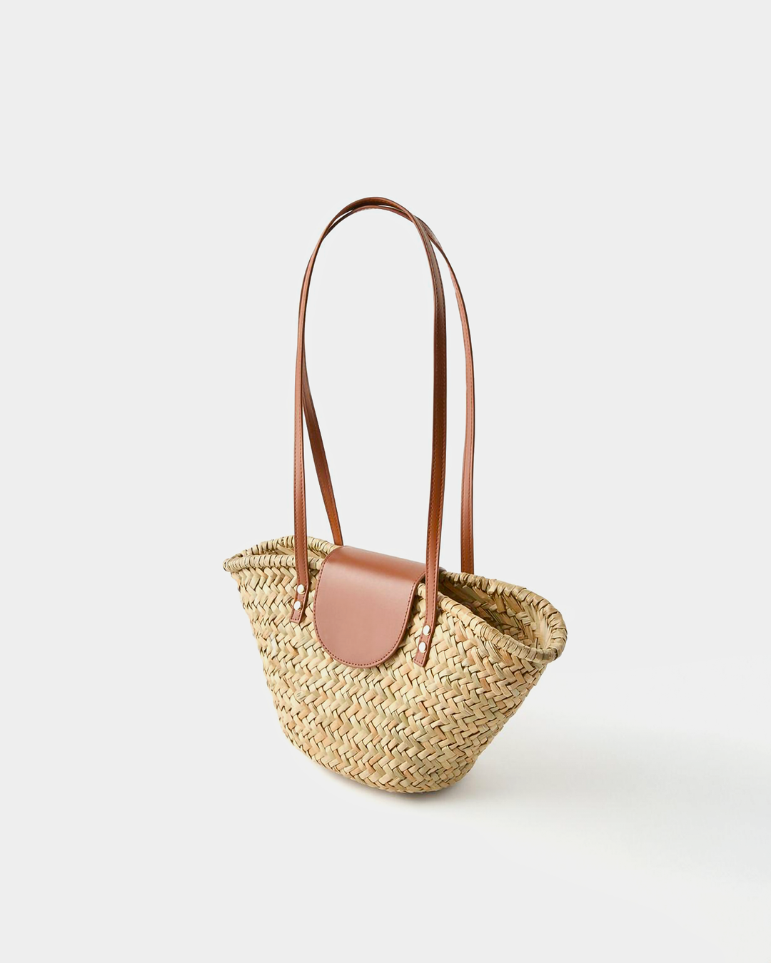 Woven Straw Shoulder Tote Bag with Closure