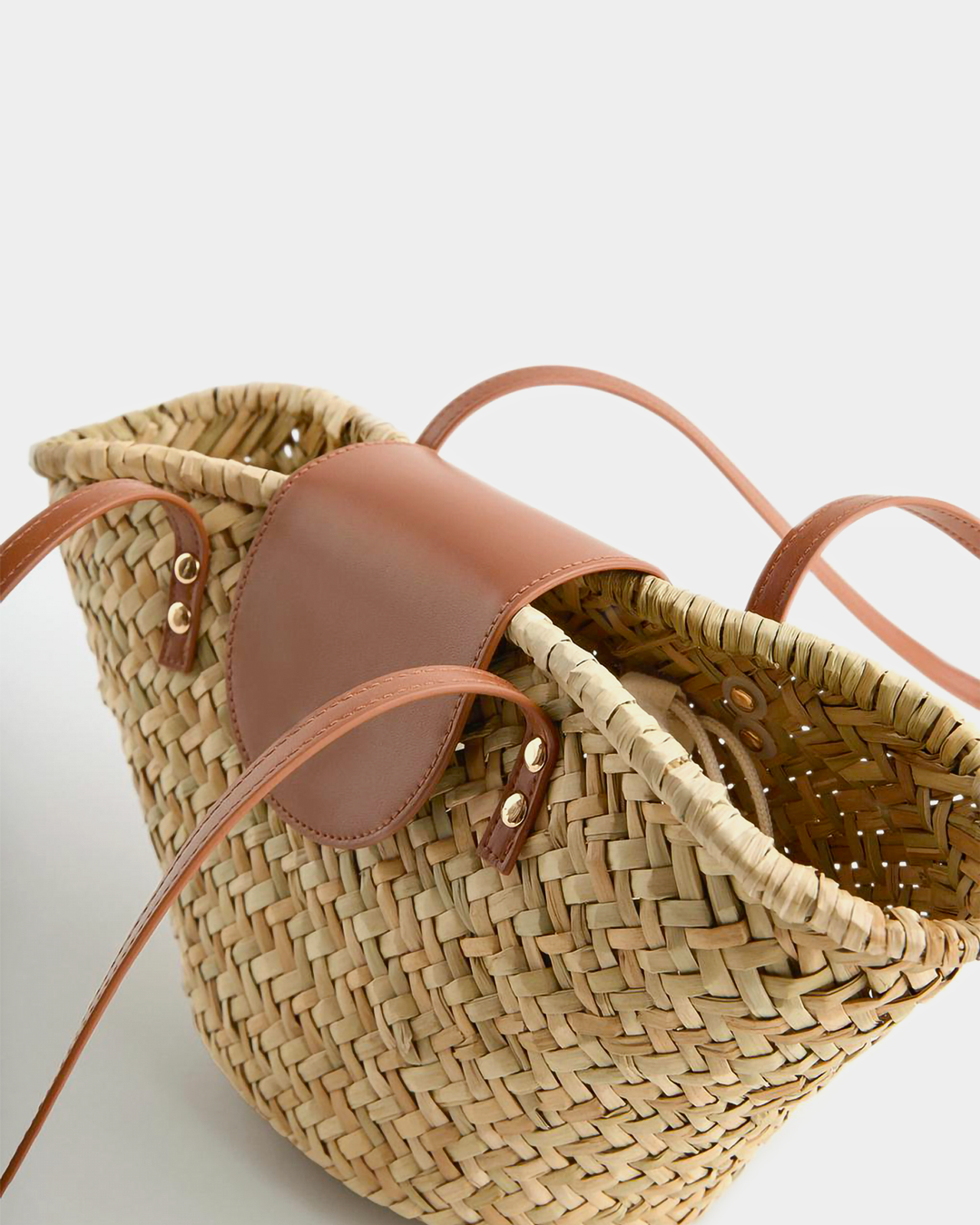 Woven Straw Shoulder Tote Bag with Closure