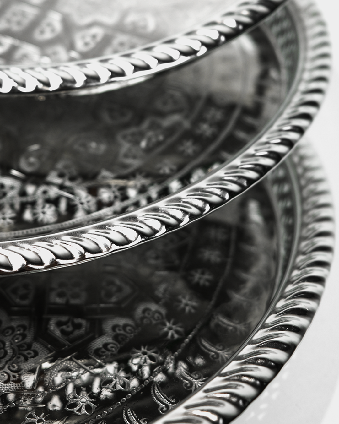 Moroccan Beldi Tray with Legs in Silver