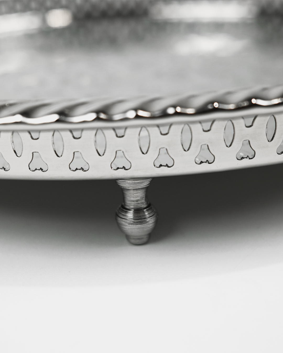 Moroccan Beldi Tray with Legs in Silver