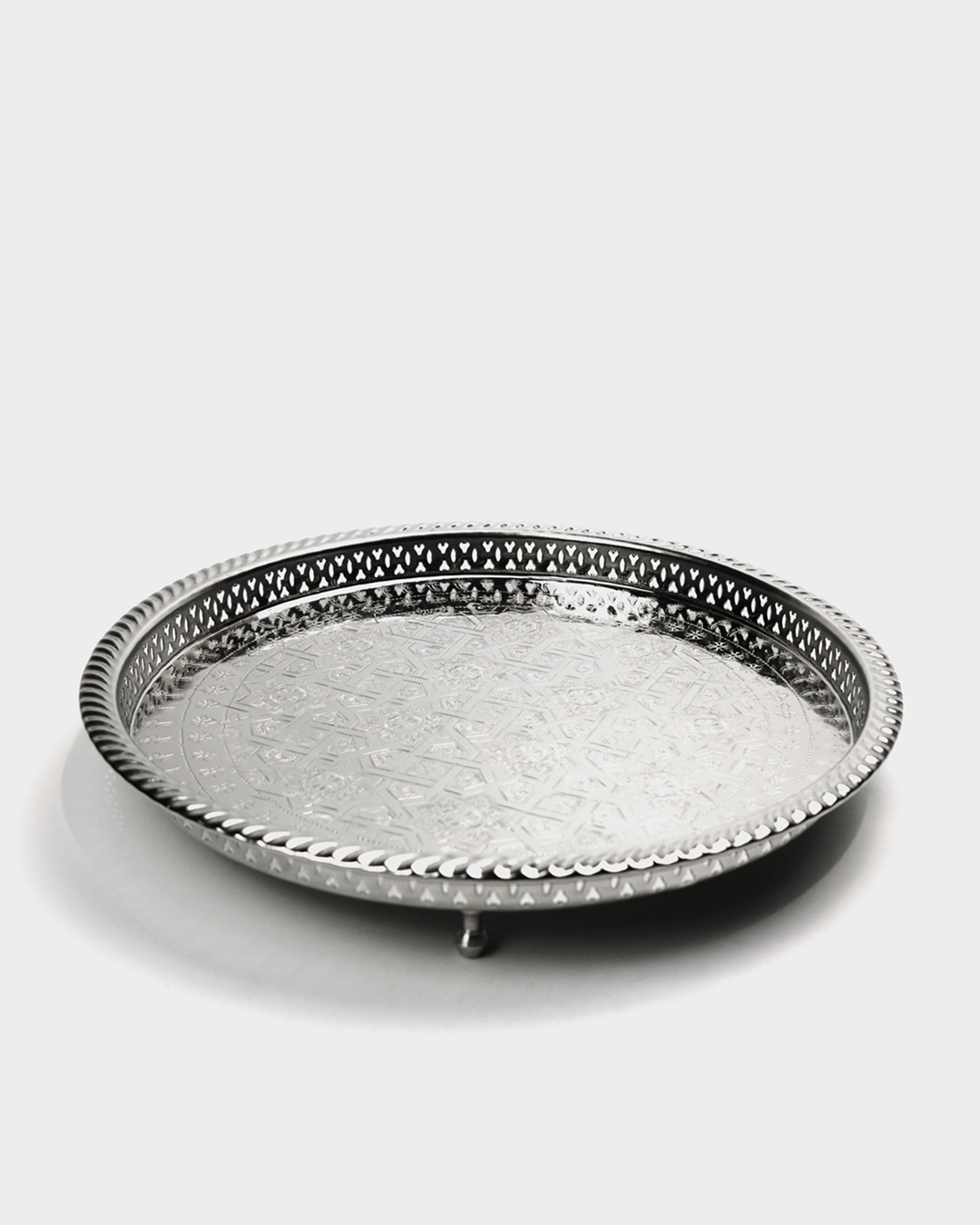 Moroccan Beldi Tray with Legs in Silver