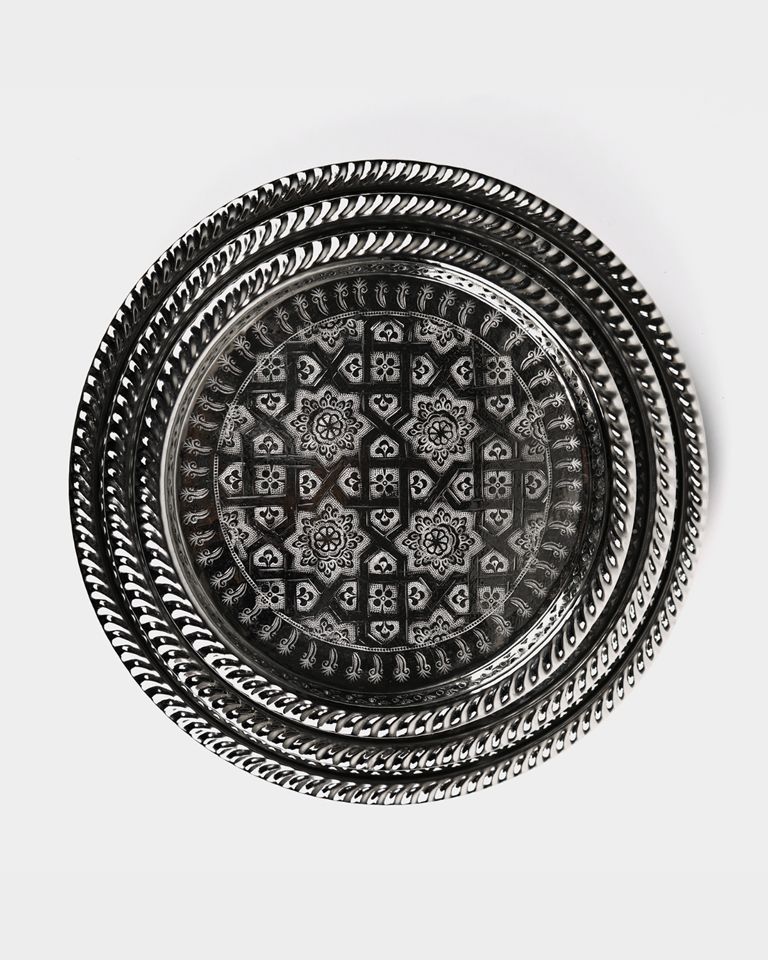 Moroccan Beldi Tray with Legs in Silver