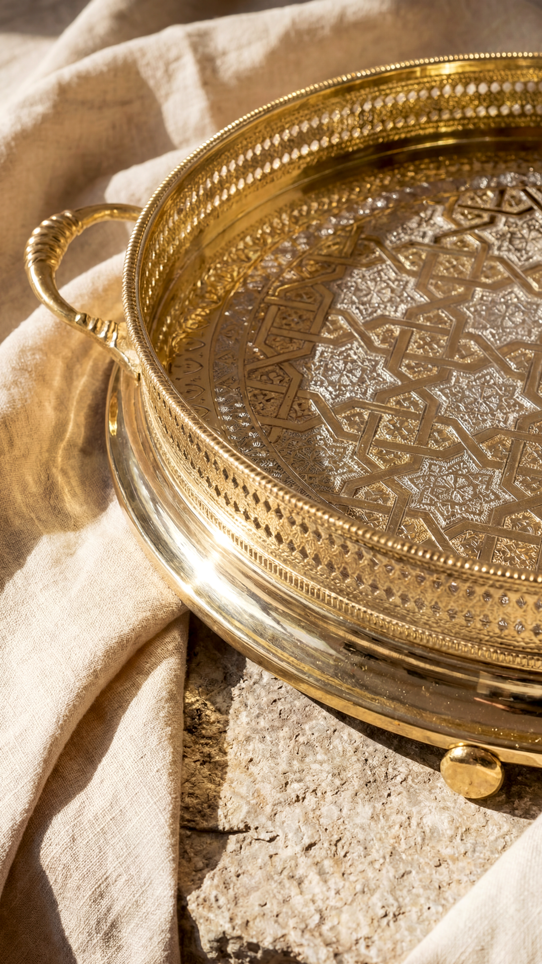 Gold Fayza – Plateau marocain de luxe avec gravures traditionnelles