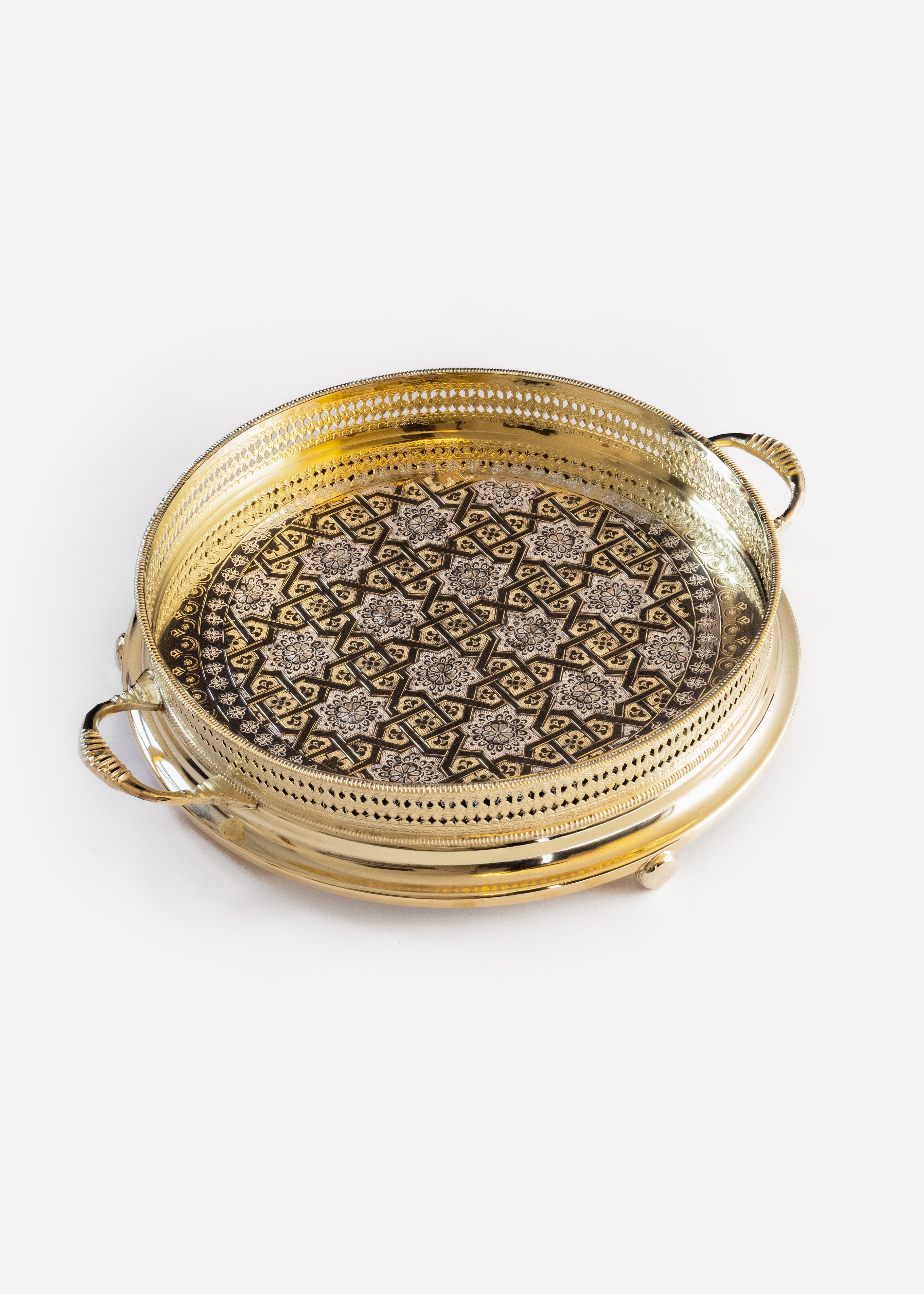 Gold Fayza – Deluxe Moroccan Tray with Traditional Engravings