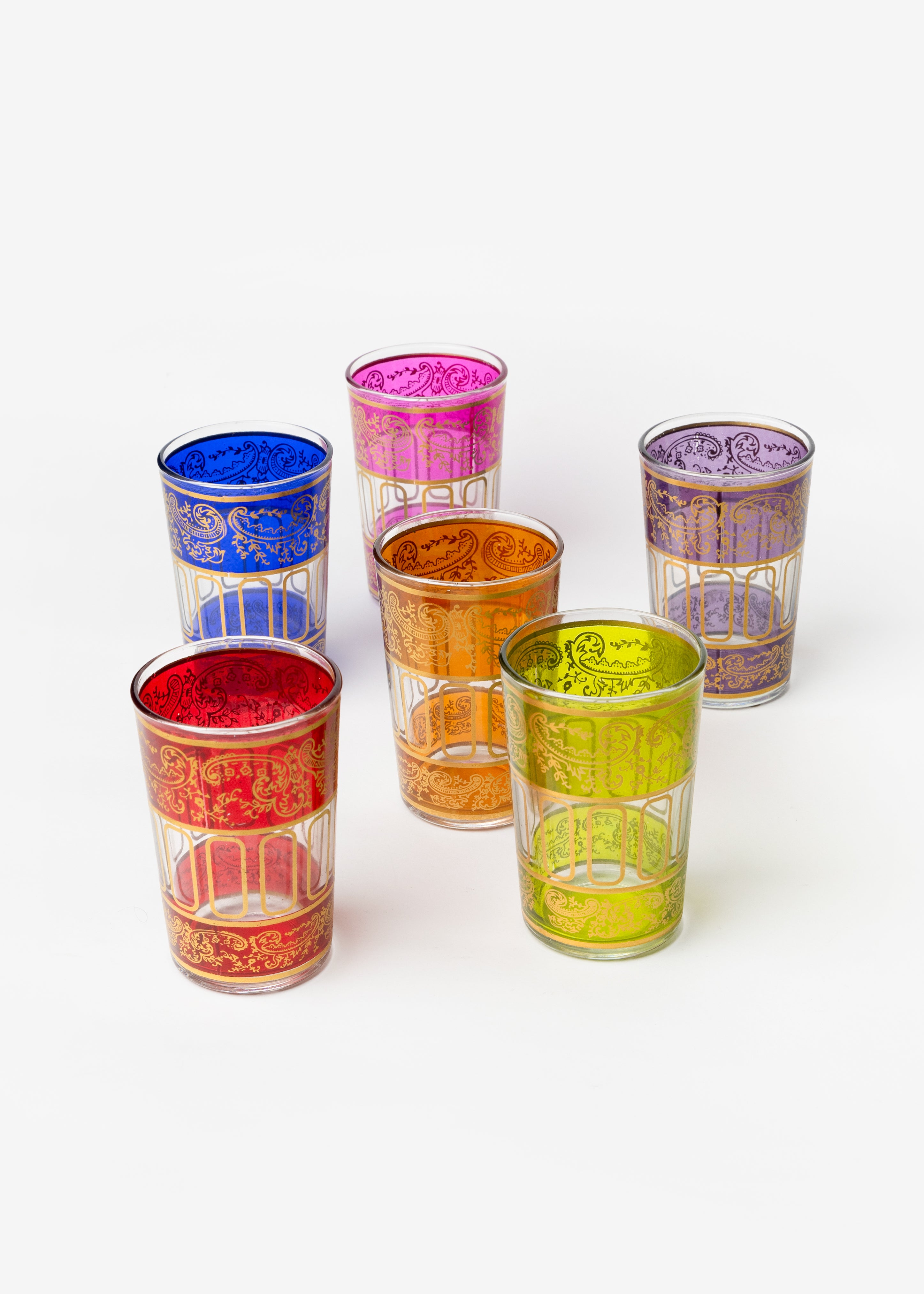 Set of 6 Moroccan Colorful Glasses